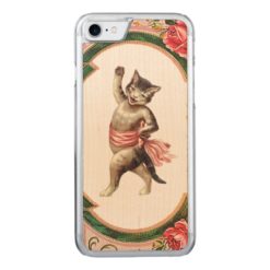 RETRO REBEL Kitty Cabaret iPhone 5/5S Slim Wood Carved iPhone 7 Case