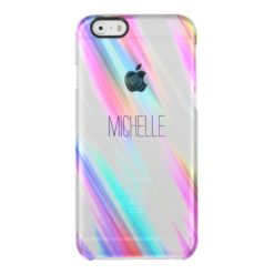 Rainbow Abstract Stripe Brush Strokes with Name Clear iPhone 6/6S Case