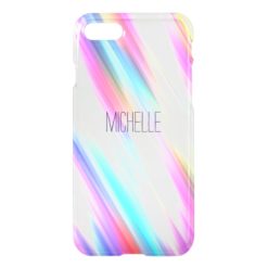 Rainbow Abstract Stripe Brush Strokes with Name iPhone 7 Case