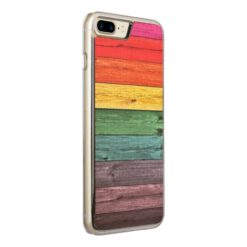Rainbow Colored Wooden Planks Carved iPhone 7 Plus Case