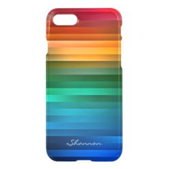 Rainbow Stripe Custom Text Clear iPhone 7 case