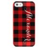 Red Black Buffalo Check Plaid Name Monogram NL Clear iPhone SE/5/5s Case
