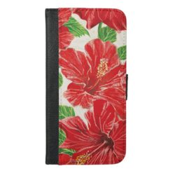 Red Hibiscus iPhone 6/6s Plus Wallet Case