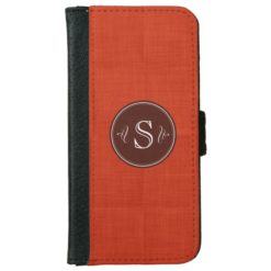 Red Linen Custom Monogram Iphone 6 Wallet Case