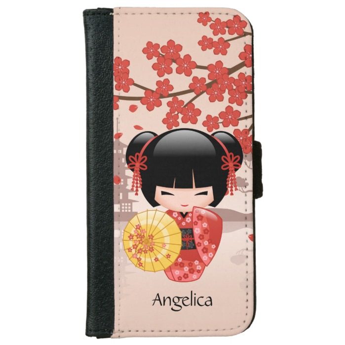 Red Sakura Kokeshi Doll - Japanese Geisha iPhone 6/6s Wallet Case