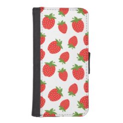 Red Strawberry Pattern iPhone SE/5/5s Wallet Case