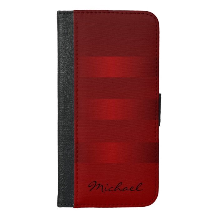 Red Stripes Monogram iPhone 6/6s Plus Wallet Case