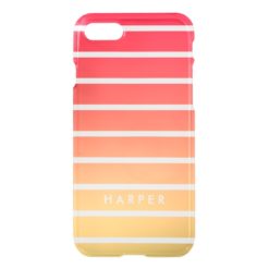 Red & Yellow Ombre Stripes Custom Name iPhone 7 Case