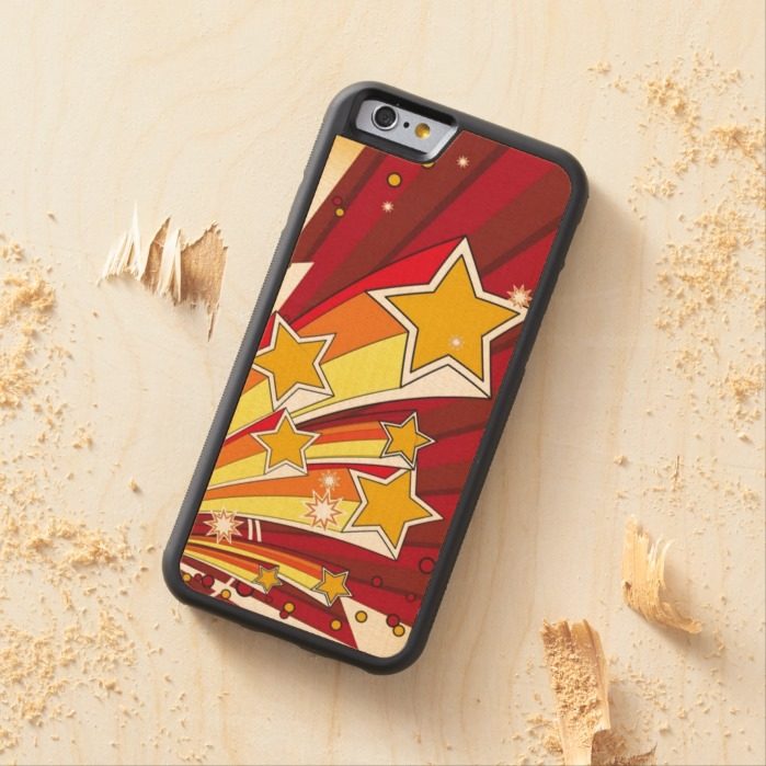 Red Yellow Shooting Stars Carved Maple iPhone 6 Bumper Case
