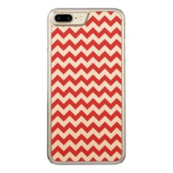 Red Zigzag Stripes Chevron Pattern Carved iPhone 7 Plus Case