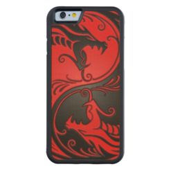 Red and Black Yin Yang Dragons Carved Maple iPhone 6 Bumper Case