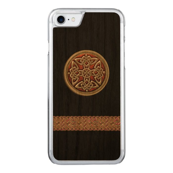 Red and Gold Celtic Knot Black Wood iPhone 6 Carved iPhone 7 Case