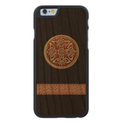 Red and Gold Celtic Knot Black Wood iPhone 6 Case