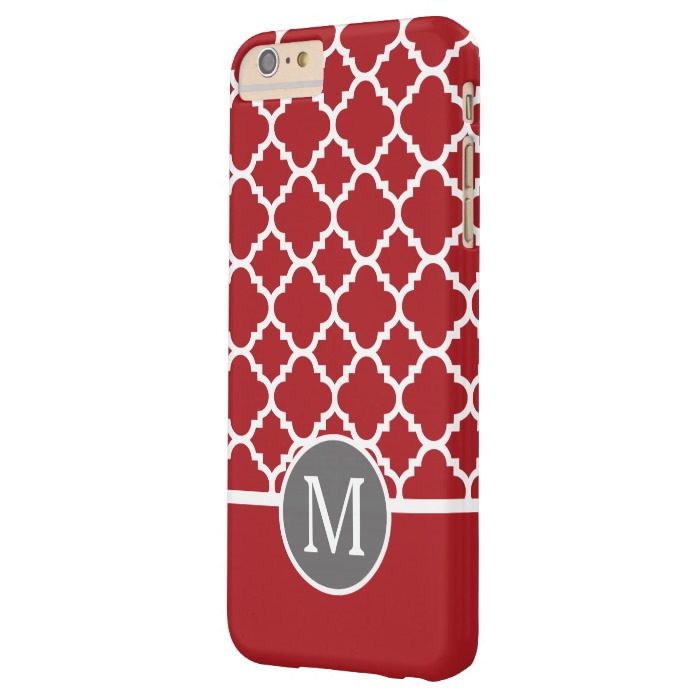 Red and Gray Geometric Pattern Monogram Barely There iPhone 6 Plus Case