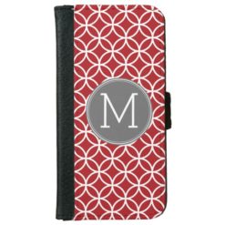 Red and Gray Geometric Pattern Monogram Wallet Phone Case For iPhone 6/6s