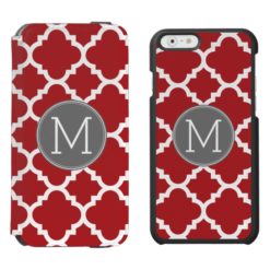 Red and Gray Geometric Pattern Monogram iPhone 6/6s Wallet Case