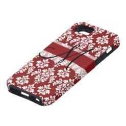 Red and White Damask Your Monogram iPhone SE/5/5s Case