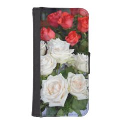 Red and white roses iphone wallet case