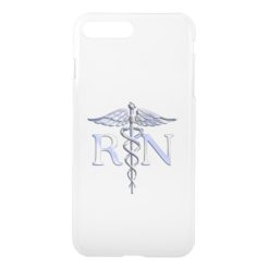 Registered Nurse RN Silver Caduceus on Black iPhone 7 Plus Case