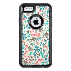 Retro Floral Pattern OtterBox Defender iPhone Case