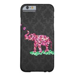 Retro Flower Elephant Pink Sakura Black Damask Barely There iPhone 6 Case
