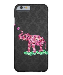 Retro Flower Elephant Pink Sakura Black Damask Barely There iPhone 6 Case