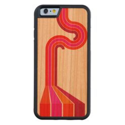 Retro Pink Stripes Pattern Carved Cherry iPhone 6 Bumper