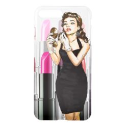 Retro Pinup Girl Lipstick Tubes Makeup Cosmetics iPhone 7 Plus Case