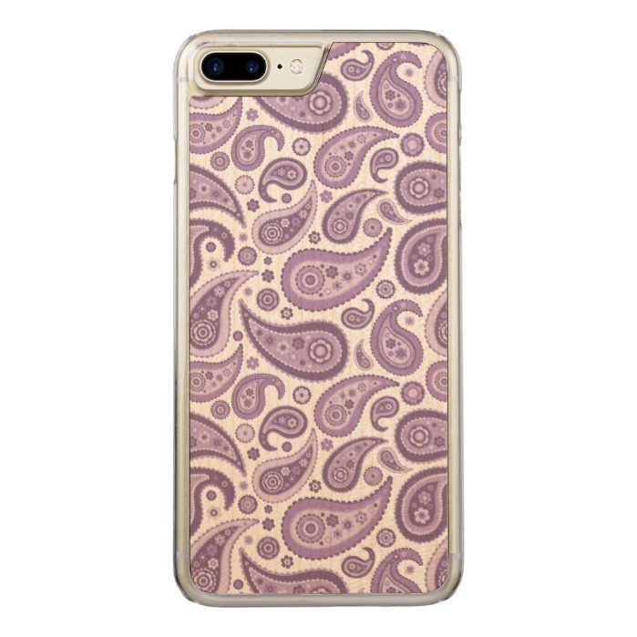 Retro Purple and White Paisley Pattern Carved iPhone 7 Plus Case