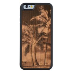 Retro Style Tropical Island Palm Trees Carved Cherry iPhone 6 Bumper Case