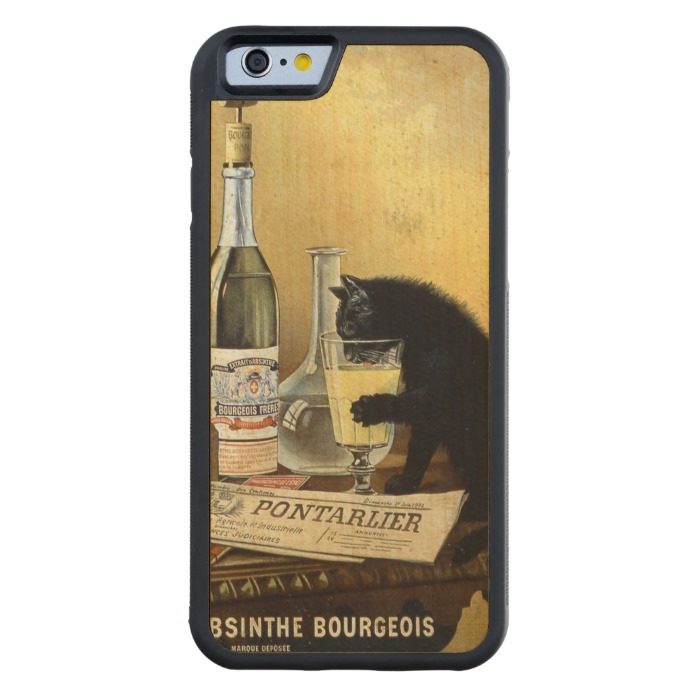 Retro french poster "absinthe bourgeois" Carved maple iPhone 6 bumper