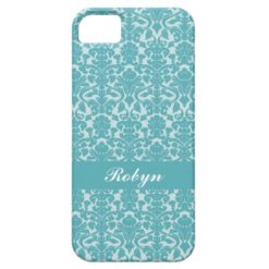 Robin blue damask pattern custom name personal iPhone SE/5/5s case