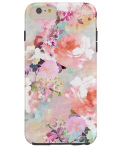 Romantic Pink Teal Watercolor Chic Floral Pattern Tough iPhone 6 Plus Case
