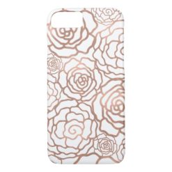 Rose Gold Faux Foil | White Floral Lattice iPhone 7 Case
