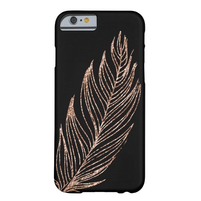 Rose Gold Faux Glitter FeatherBarely There iPhone 6 Case