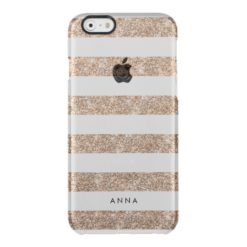 Rose Gold Faux Glitter Stripe Clear iPhone 6/6S Case