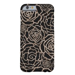 Rose Gold Glitter Look | Black Floral Lattice Barely There iPhone 6 Case