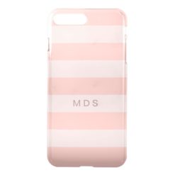 Rose Pink Stripe Monogram iPhone 7 Plus Case