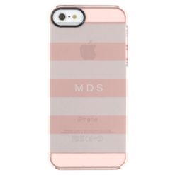 Rose Pink Stripe iPhone 5SE Custom Initials Clear iPhone SE/5/5s Case