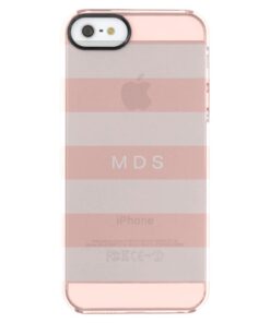 Rose Pink Stripe iPhone 5SE Custom Initials Clear iPhone SE/5/5s Case