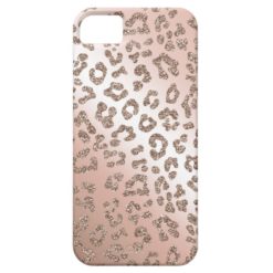 Rose gold leopard print glitter case