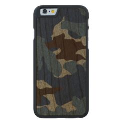 Rough Blue Camo Military Wood Grain iPhone 6 6S Carved Cherry iPhone 6 Slim Case