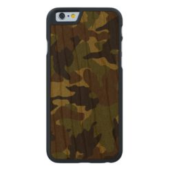 Rough Green Camo Military Wood Grain iPhone 6 6S Carved Cherry iPhone 6 Case