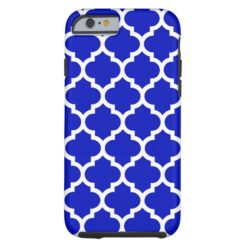 Royal Blue White Moroccan Quatrefoil Pattern #5 Tough iPhone 6 Case