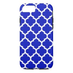 Royal Blue White Moroccan Quatrefoil Pattern #5 iPhone 7 Case