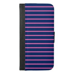 Royal Blue and Hot Pink Stripes Pattern iPhone 6/6s Plus Wallet Case