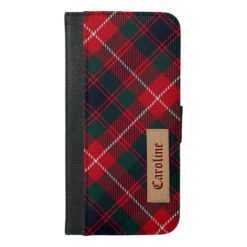 Royal Stewart Girly Tartan Pattern - Custom Name iPhone 6/6s Plus Wallet Case