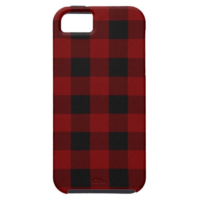 Rugged Look Black and Red Plaid iPhone SE/5/5s Case