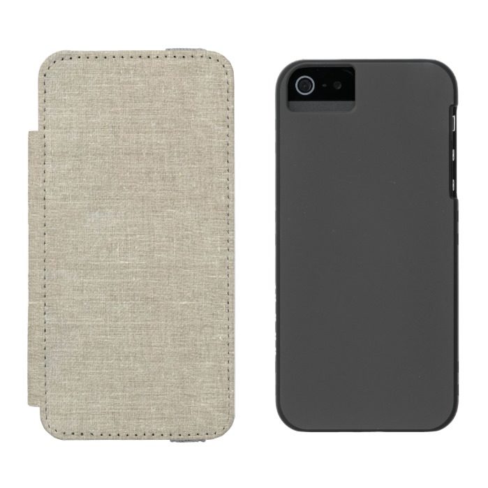 Rustic Beige Linen Printed iPhone SE/5/5s Wallet Case