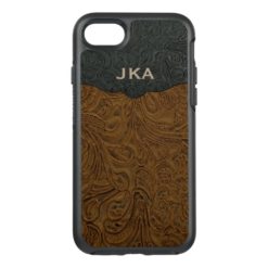 Rustic Brown Tooled Leather (Faux) OtterBox Symmetry iPhone 7 Case